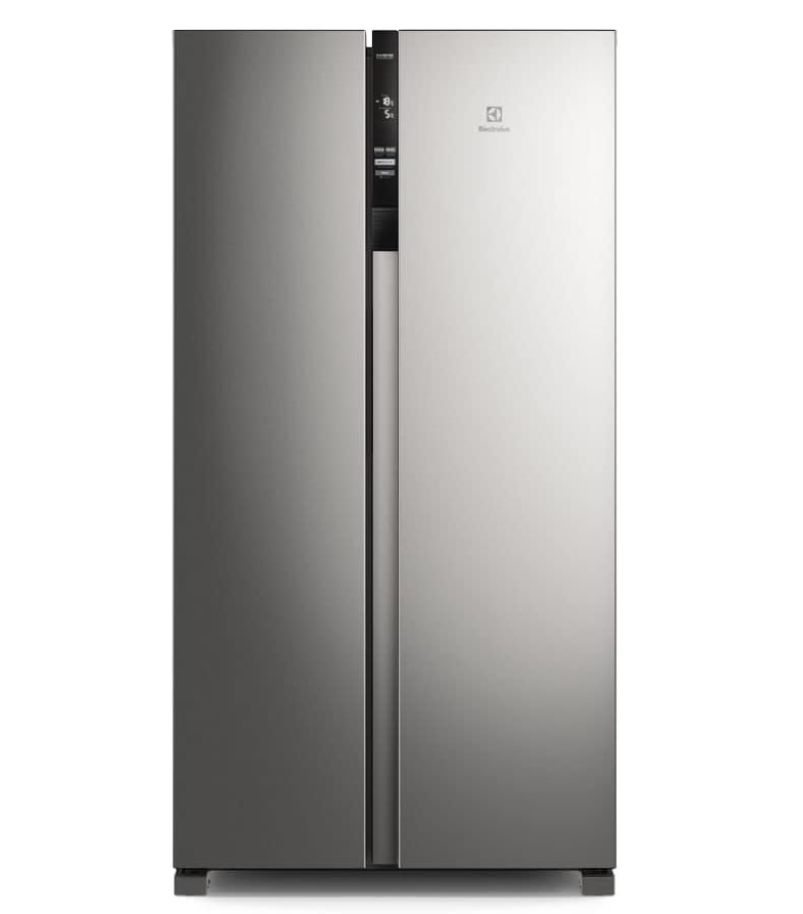 Geladeira-Electrolux-435L-Side-by-Side-IS4S Geladeira Electrolux side by side em inox com duas portas verticais