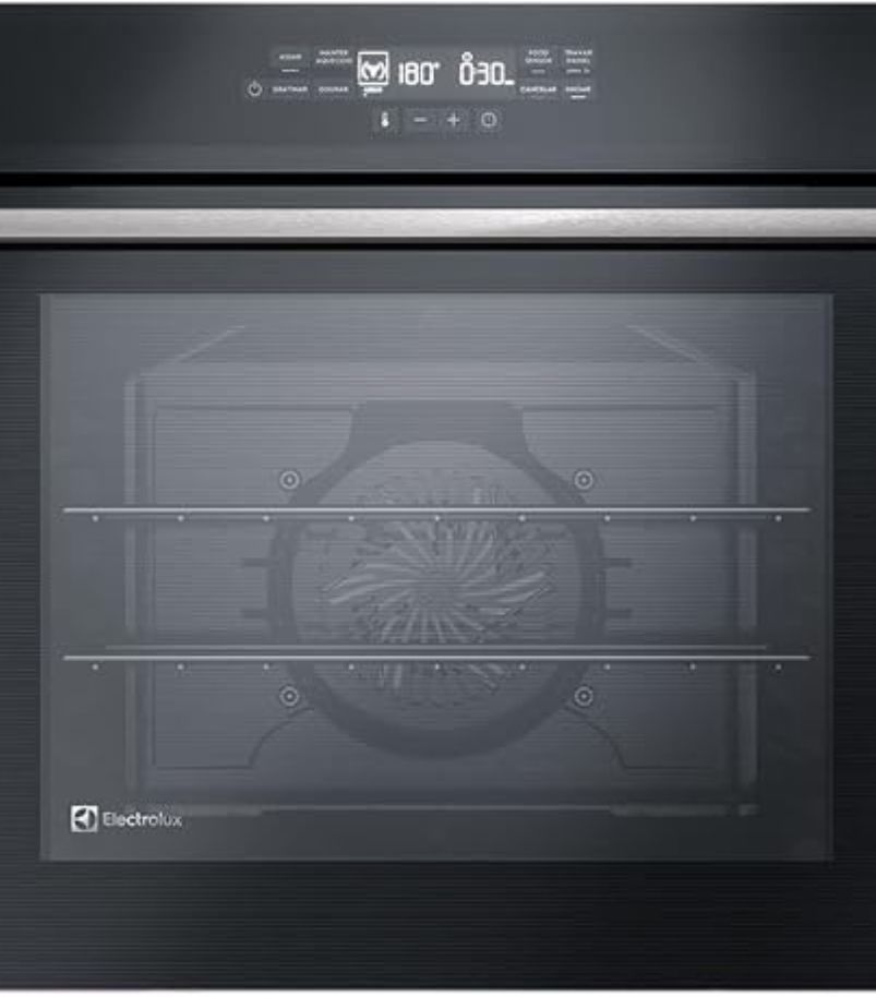 Forno-de=Embutir-Eletrico-Electrolux-80L-OE8EF Forno elétrico de embutir Electrolux com painel digital a 180 °C e ventilador interno