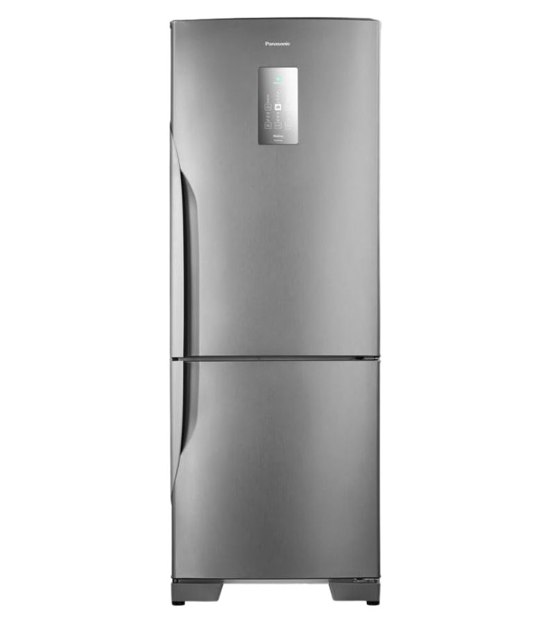 Geladeira-Panasonic-NR-BB71PVFX Geladeira Panasonic NR-BB71PVFX duplex em inox, com freezer inferior e painel eletrônico na porta