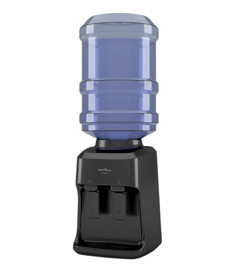 bebedouro-Britania-BBE12P Bebedouro Britânia BBE12P preto com galão de água azul