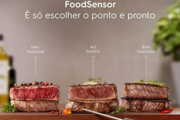 Três carnes com diferentes pontos de cozimento: mal passada, ao ponto e bem passada