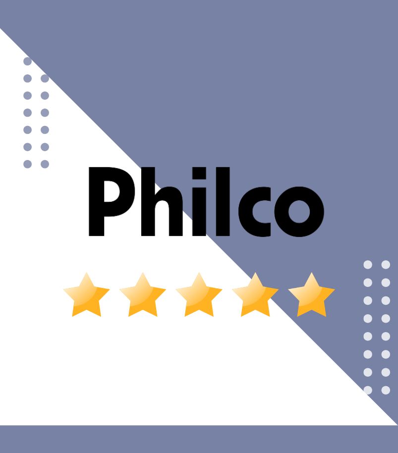 marca-philco Logotipo Philco com cinco estrelas douradas sobre fundo geométrico