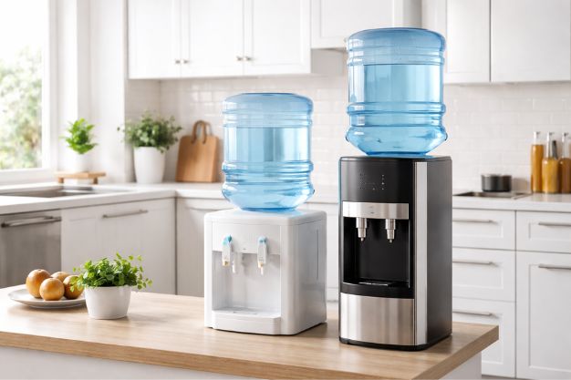 Melhores bebedouros de mesa e coluna para galão 20 litros em cozinha moderna.