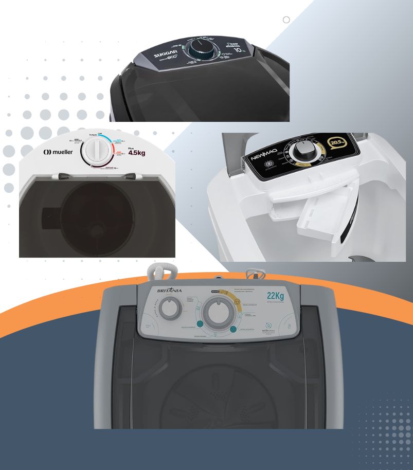 modelos-de-tanquinhos-de-lavar-roupa Montagem com diferentes modelos de tanquinhos de lavar roupa