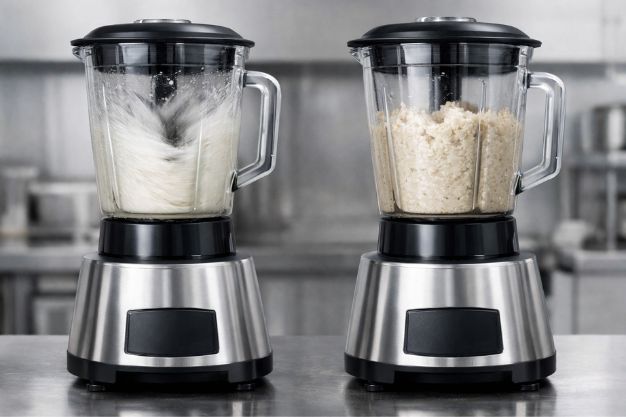 Comparação visual entre potência e rotação em liquidificadores industriais profissionais