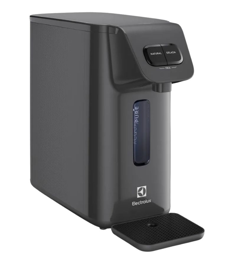 purificador-de-agua-electrolux-PE15X Purificador de água Electrolux PE15X cinza com painel superior e bandeja coletora removível
