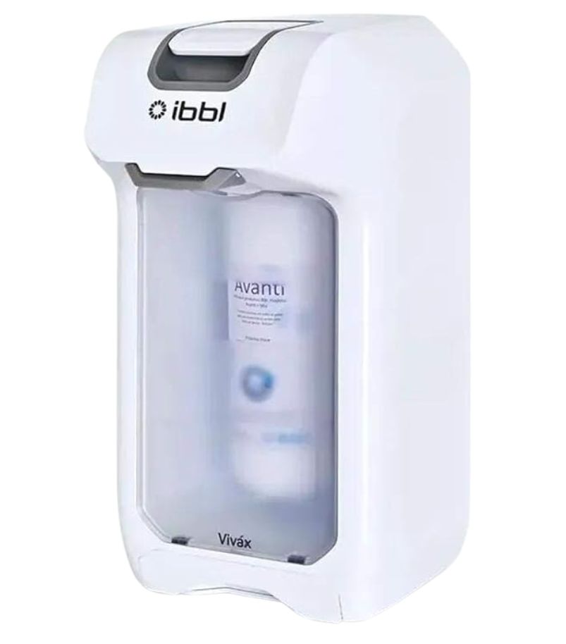 purificador-de-agua-ibbl-vivax Purificador de água IBBL Vivax branco com visor frontal transparente e refil interno visível