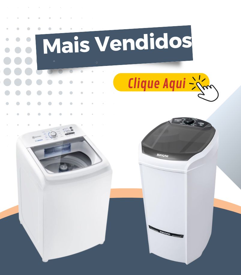 Máquina de lavar e tanquinho em destaque na seção de mais vendidos