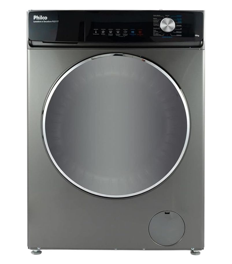 lava-e-seca-Philco-10kg-Inverter-PLS11T Máquina lava e seca Philco frontal inox com painel digital superior e porta circular ampla