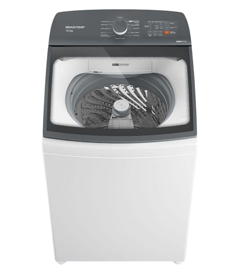 Máquina de lavar Brastemp 15 kg modelo BWF15AB com abertura superior e painel frontal