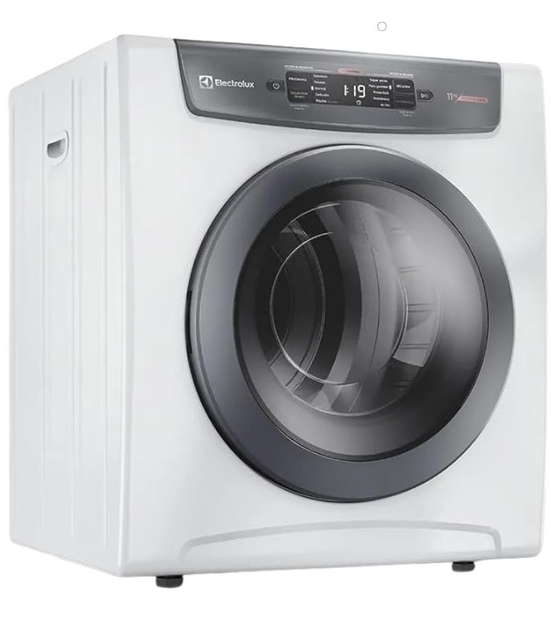 secadora-de-roupas-Electrolux-11Kg-SVB11 Secadora de roupas Electrolux branca 11 kg com porta frontal ampla e painel digital superior