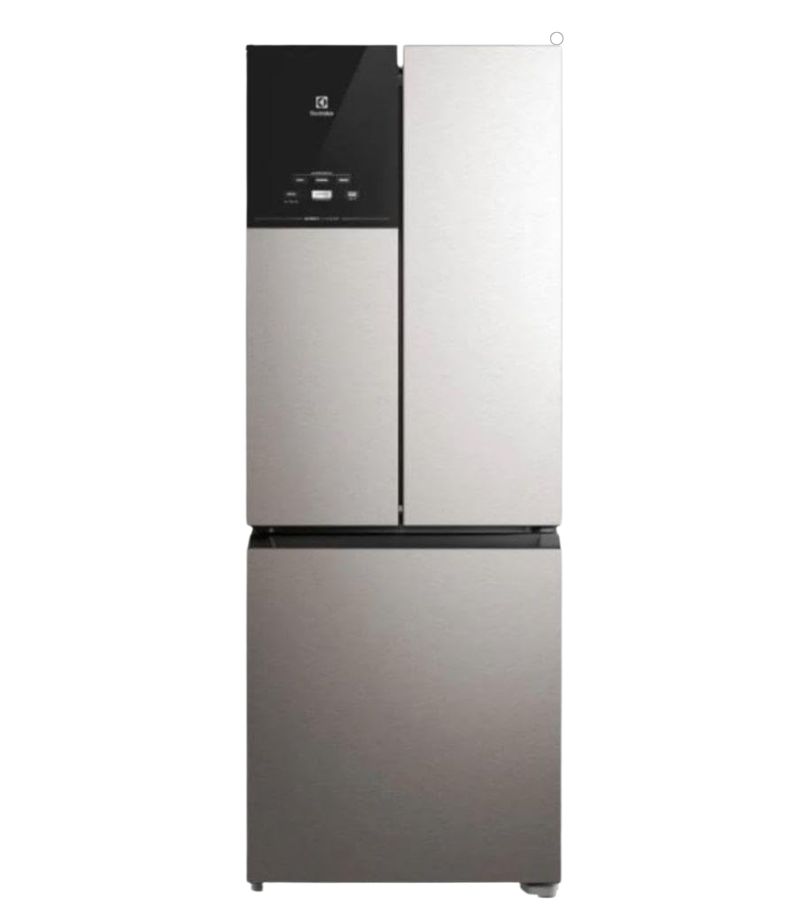 geladeira-Electrolux-480L-IM7S Geladeira Electrolux french door inox com três portas e painel digital externo na porta superior esquerda