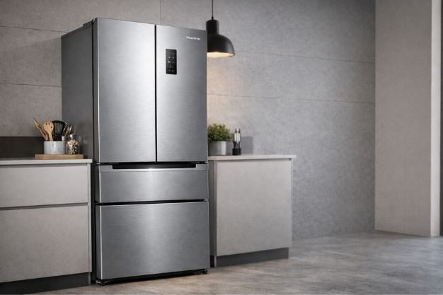geladeira-hisense-e-boa Geladeira hisense inox moderna em cozinha planejada com design minimalista